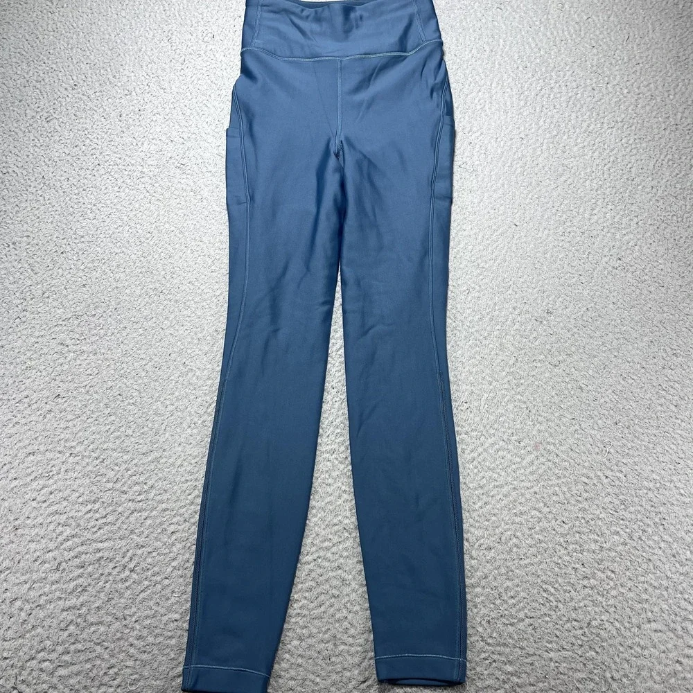 Lululemon Leggings Womens 4 Blue High Rise Ankle Running Yoga Athletic Stretch